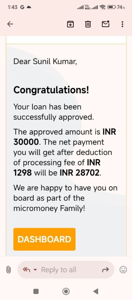 Micromoney Loan approval 