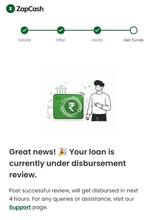 ZapCash Loan disbursement time