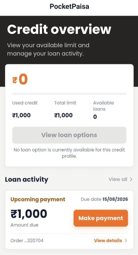 Pocket Paisa Loan Repyment
